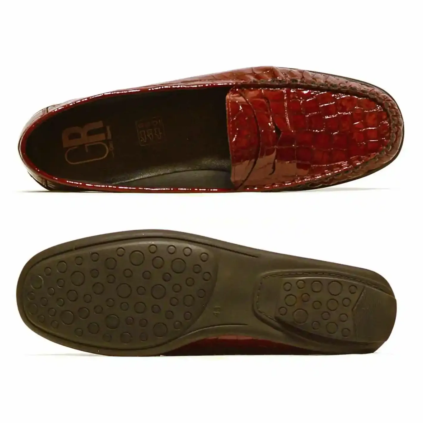 Sacapuce CABRA vernis croco bordeaux