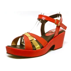 Sacapuce CHICA cuir rouge or