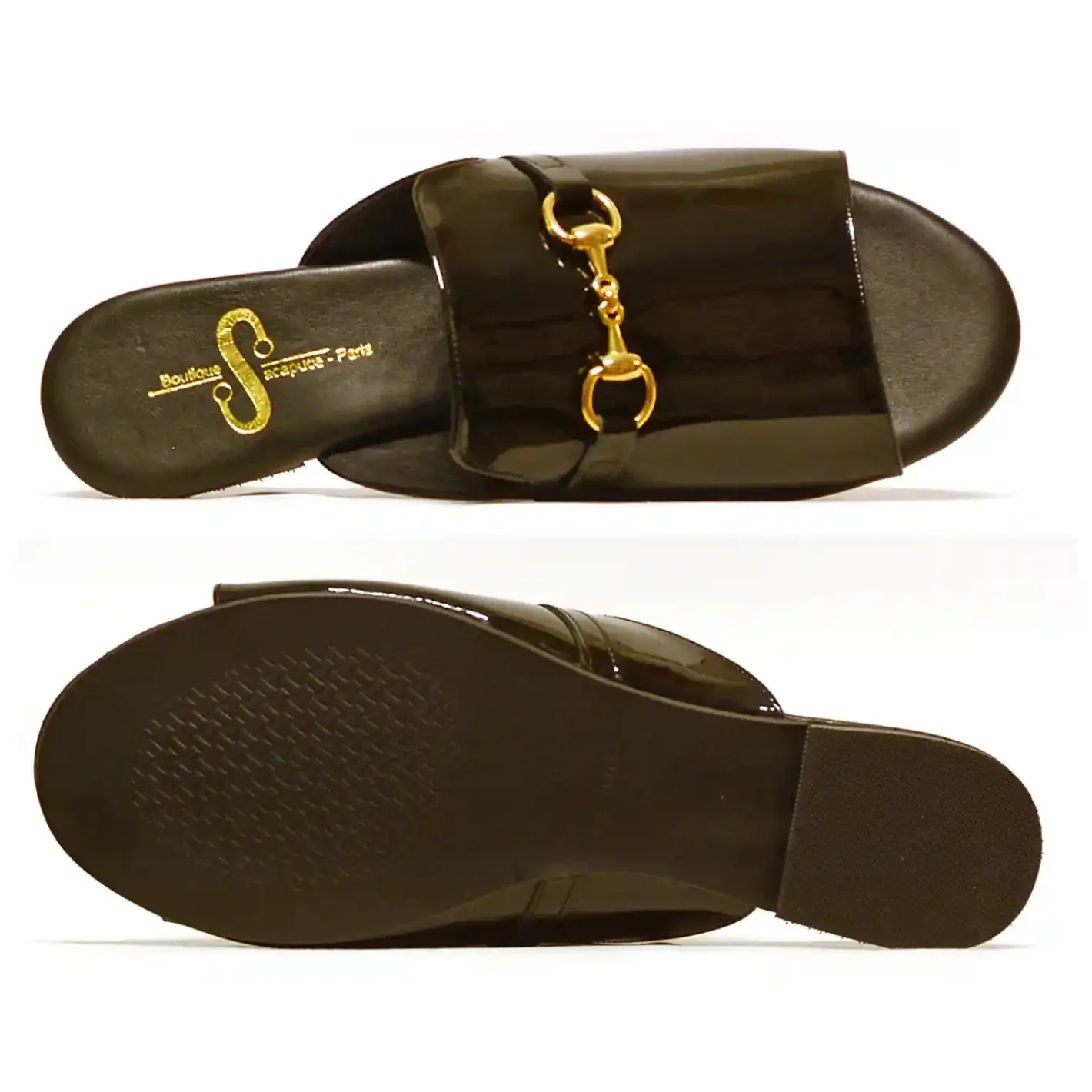 Sacapuce MALIKA cuir verni noir