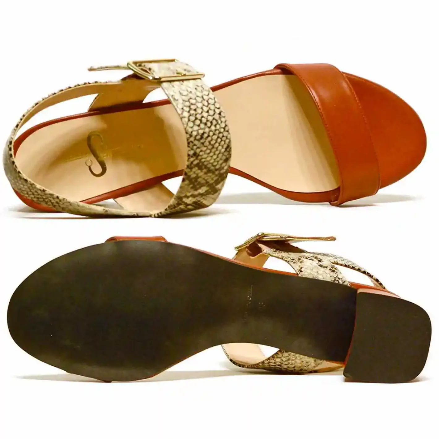 Sacapuce MELISSA cuir marron serpent
