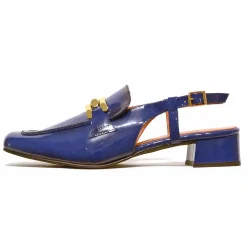 Sacapuce MICHA cuir verni bleu