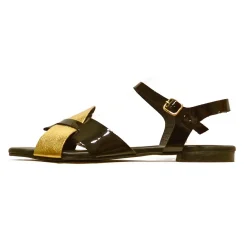 Sacapuce RITANA cuir verni noir et or