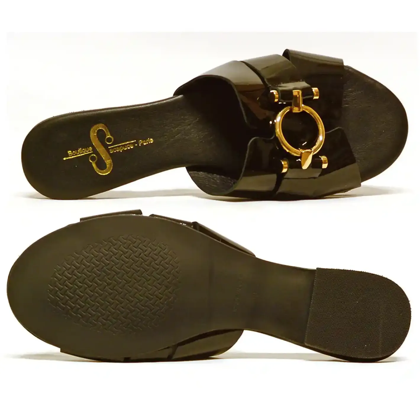Sacapuce SANTA cuir verni noir